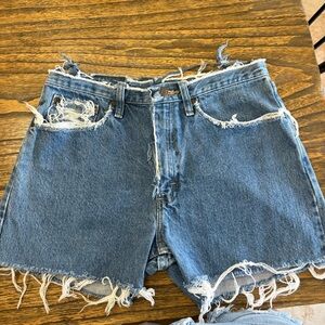 Wrangler Distressed Denim Cutoff Shorts - Blue